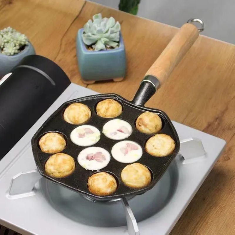 Takoyaki Grill Plate - กระทะทาโกะยากิสำหรับอบขนมถาดซิลิโคน14หลุมของขวัญแพนเค้กพร้อมส้อมใช้ในบ้านครัวแบบมืออาชีพ kompor Gas เหล็กหล่อเหนี่ยวนำ