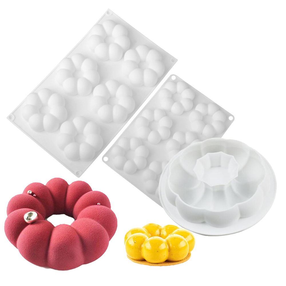 Donut Mold Silicone - พิมพ์เค้กมูสโดนัทรูปกลีบดอกไม้ 1 หรือ 6 ช่อง พิมพ์อบขนมฝรั่งเศส