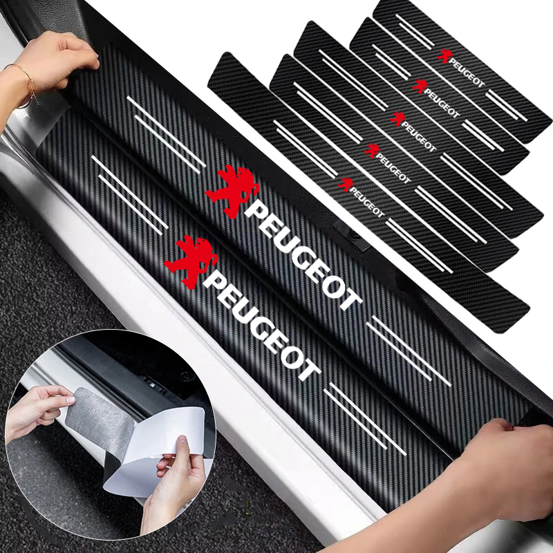 Crepe Pan Carbon - สติ๊กเกอร์คาร์บอนไฟเบอร์ตกแต่งขอบประตูรถยนต์ 1/4/5 ชิ้น สำหรับ Peugeot 208