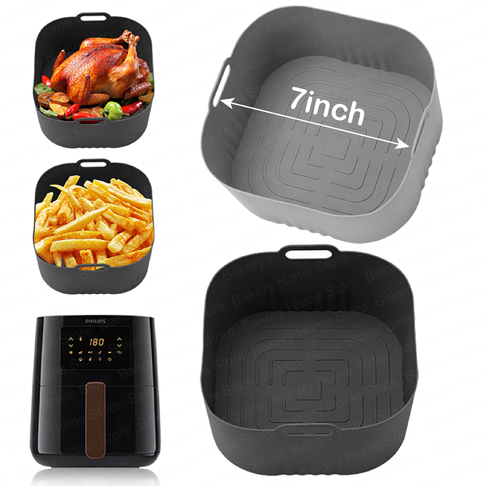 Philips Air Fryer Hd9252 - แผ่นซิลิโคนสำหรับหม้อทอดไร้น้ำมันทรงสี่เหลี่ยม สำหรับ PHILIPS HD9252/HD9200/HD9255 ถาดอบแบบใช้ซ้ำได้ อุปกรณ์เสริมสำหรับหม้อทอดไร้น้ำมัน
