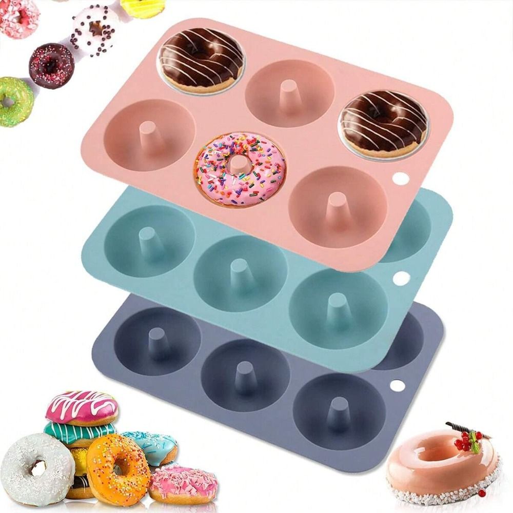 Donut Mold Silicone - แม่พิมพ์โดนัทซิลิโคนใหม่ ทนความร้อนสูง วัสดุซิลิโคนเกรดอาหาร ถาดอบขนมที่ยืดหยุ่นและนำกลับมาใช้ใหม่ได้ อุปกรณ์ทำขนม DIY